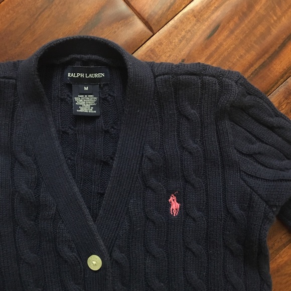 Ralph Lauren Navy Blue Cable-Knit Cardigan - Picture 4 of 4